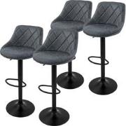 Set van 2 barkrukken 2x antraciet kunstlederen bekleding met rugleunin...