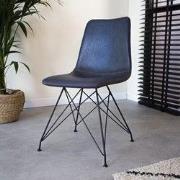 Industriële Eetkamerstoel Viano Blauw - Zonder Armleuningen