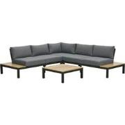 Antoinette lounge set 4-dlg c. black/mystic grey/teak look