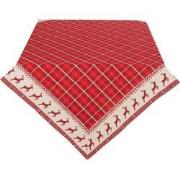 Clayre & Eef Vierkant Tafelkleed Kerst  150x150 cm Rood Beige Katoen V...
