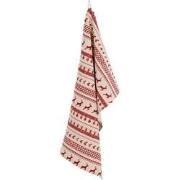 Clayre & Eef Theedoek  50x85 cm Rood Beige Katoen Rechthoek Kerst Vaat...