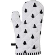 Clayre & Eef Ovenwant  18x30 cm Zwart Wit Katoen Kerstboom Ovenhandsch...