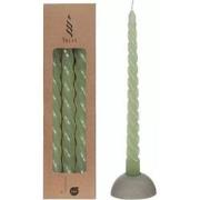 Twisted candles set 3 st, green
