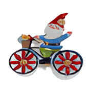 Steker ijzer kabouter op fiets 18x60 cm