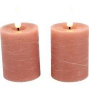 Ledkaars Lyon ro 5x5x9 cm roze s2