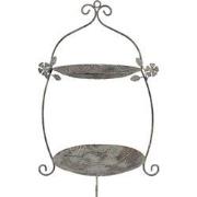 Clayre & Eef Etagère 2 laags 34x32x50 cm Groen Bruin Metaal