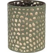 Clayre & Eef Vaas  Ø 15x13 cm Groen Goudkleurig Glas Rond Glazen Vaas