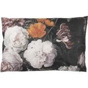 Clayre & Eef Sierkussen  60x40 cm Zwart Wit Polyester Rechthoek Bloeme...