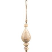 Clayre & Eef Kersthanger  Ø 7x23 cm Beige Hout Kerstbal