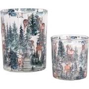 Clayre & Eef Theelichthouder Set van 2 Ø 7x8 / 10x13 cm Transparant Gl...