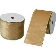 Clayre & Eef Decoratie Lint 63 mm x 5 m Geel Wit Synthetisch