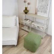 Vierkante Poef van stof - Handgemaakt - Groen - Gemaakt uit Wol en Kat...