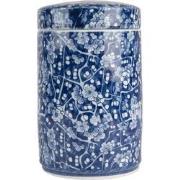 Clayre & Eef Vaas met Deksel Ø 9x14 cm Blauw Keramiek