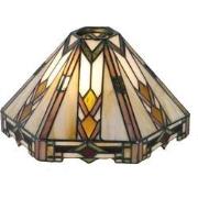 LumiLamp Lampenkap Tiffany  26x22x15 cm Beige Bruin Glas Driehoek Glaz...