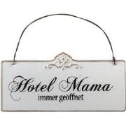 Clayre & Eef Tekstbord  21x15 cm Wit Ijzer Rechthoek Hotel Mama Wandbo...