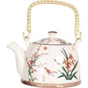 Clayre & Eef Theepot met Filter  800 ml Beige Groen Porselein Rond Blo...