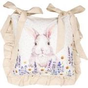 Clayre & Eef Kussenhoes Stoelkussen  40x40 cm Wit Paars Katoen Vierkan...