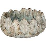 Clayre & Eef Bloempot  Ø 20x10 cm Grijs Steen Rond Veren Bloempot binn...