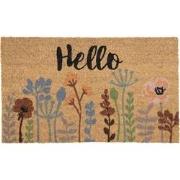 Clayre & Eef Deurmat  75x45 cm Bruin Kokosvezel Pvc Rechthoek Bloemen ...