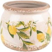 Clayre & Eef Bloempot  Ø 12x9 cm Geel Keramiek Citroen Bloempot binnen