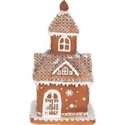 Clayre & Eef Gingerbread house met LED Huis 25 cm Bruin Polyresin Pepe...