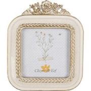 Clayre & Eef Fotolijst  9x9 cm Wit Goudkleurig Kunststof Glas Vierkant...