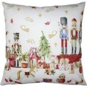 Clayre & Eef Kussenhoes  45x45 cm Rood Wit Polyester Notenkrakers Sier...