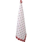 Clayre & Eef Theedoek 50x70 cm Wit Rood Katoen Rechthoek Hartjes