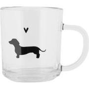 Clayre & Eef Theeglas 200 ml Transparant Glas Teckels