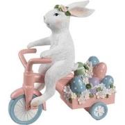Clayre & Eef Decoratie Beeld Konijn 29x12x31 cm Wit Roze Kunststof