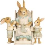 Clayre & Eef Decoratie Beeld Konijnen 18x11x17 cm Beige Kunststof