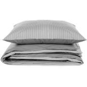 Dekbedovertrek Percal Katoen Grijs/Wit Gestreept 200x220cm  + 2/60x70c...
