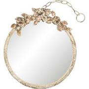 Clayre & Eef Spiegel  38x44 cm Goudkleurig Ijzer Hout Rond Grote Spieg...