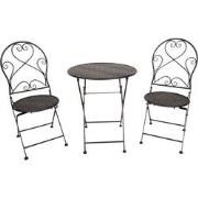 Clayre & Eef Bistroset Bistrotafel Bistrostoel 3-delig  Ø 60x70 Zwart ...