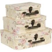 Clayre & Eef Decoratie koffer Set van 3  30x21x9/25x18x9/20x16x8 cm Be...