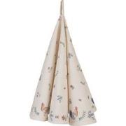 Clayre & Eef Theedoek  Ø 80 cm Beige Blauw Katoen Rond Kip en Haan Keu...