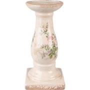 Clayre & Eef Kandelaar  Ø 12x24 cm Roze Beige Keramiek Bloemen Kaarsen...