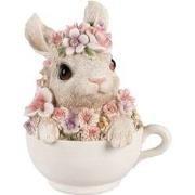 Clayre & Eef Beeld Konijn 15 cm Grijs Roze Polyresin Beeld Decoratie