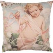 Clayre & Eef Kussenhoes  45x45 cm Roze Wit Polyester Engel Sierkussenh...
