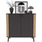 2-deurs dressoir in antracietgrijs en artisanaal eiken L92 cm - PURE
