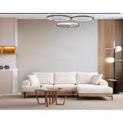 Moderne Hoekbank Rechts Eti Stof Wit - Hout Frame