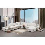 U Hoekbank Links Loop Beige - Met Hocker & Tafel