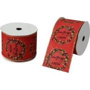 Clayre & Eef Kerstlint 63 mm x 5 m Rood Synthetisch