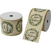 Clayre & Eef Kerstlint 63 mm x 5 m Beige Synthetisch