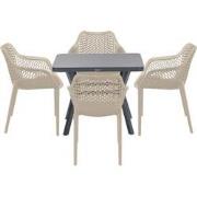 Garden Impressions Air XL tuinset 5-delig taupe - Mina tuintafel 90x90...