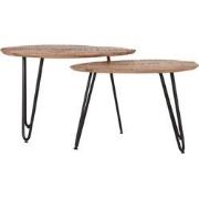 LABEL51 Salontafel Set Frisk 68x43x44 cm - Bruin - Mangohout