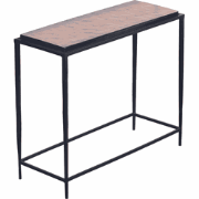 Kleine console van gerookt glas en zwart metaal L80 cm - IGLOO