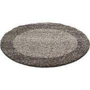 Tapijtenloods Basic Rond Shaggy Kader vloerkleed Taupe Hoogpolig- 160 ...
