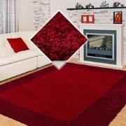Tapijtenloods Basic Shaggy Kader vloerkleed Rood Hoogpolig- 160x230 CM