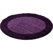 Tapijtenloods Basic Rond Shaggy Kader vloerkleed Paars Hoogpolig- 200 ...